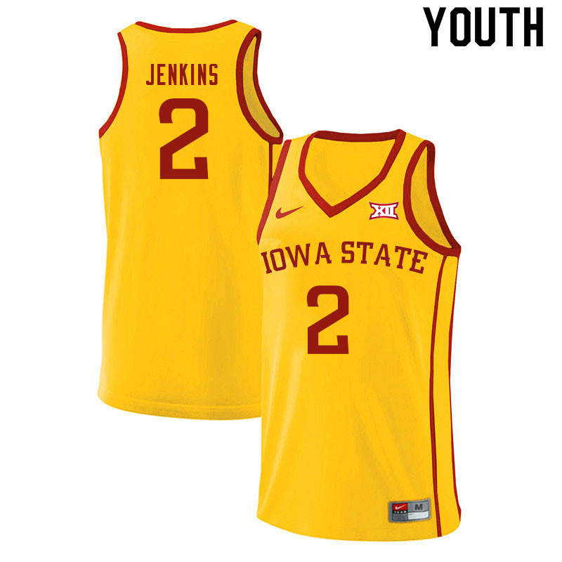Youth #2 Nate Jenkins Iowa State Cyclones College Basketball Jerseys Sale-Yellow - Click Image to Close